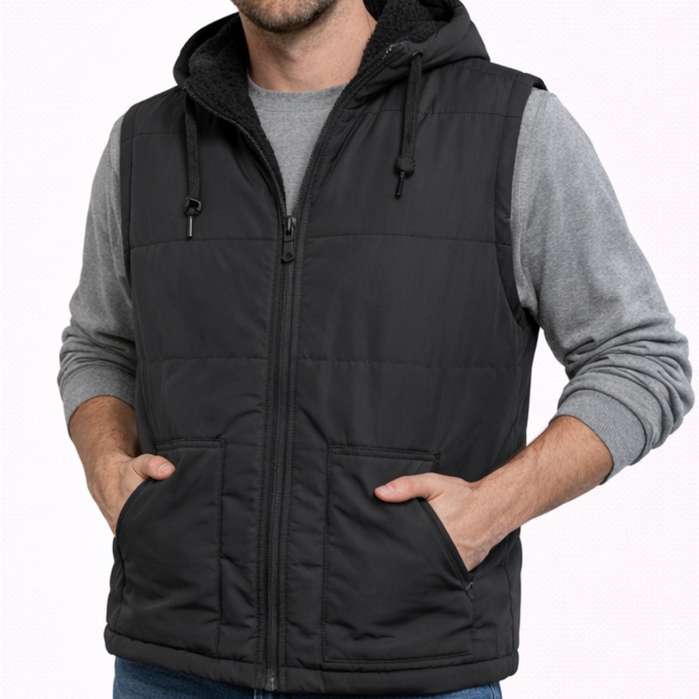 Men's Black Hooded Vest